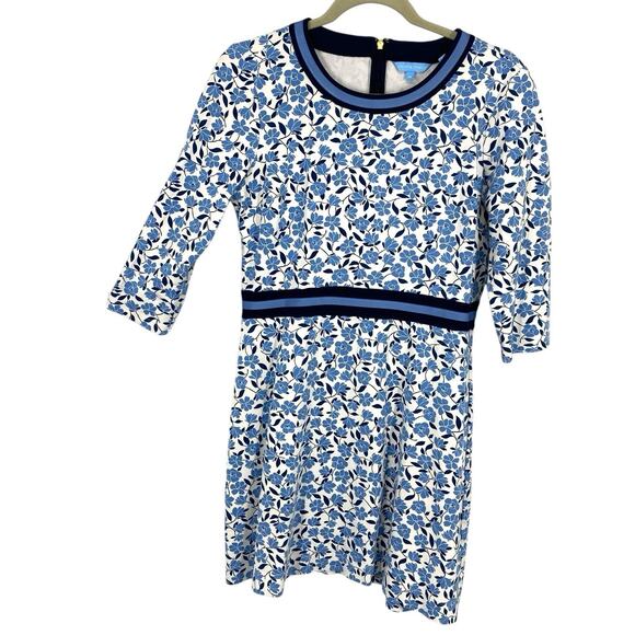 Draper James Persley Ponte Dress Size Medium Nassau Navy Blue Pattern A line - Picture 9 of 12